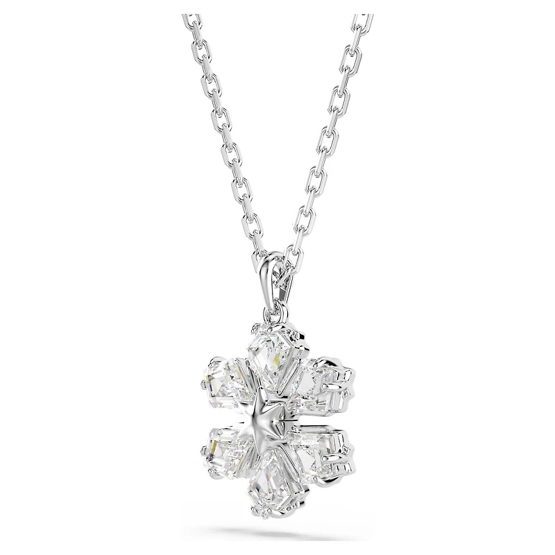 Idyllia pendant, Mixed cuts, Snowflake, White, Rhodium plated