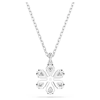 Idyllia pendant, Mixed cuts, Snowflake, White, Rhodium plated