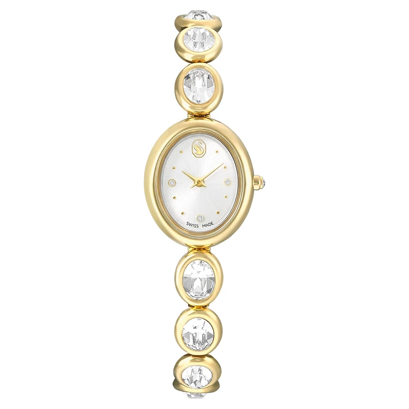Imber oval watch, Swiss Made, Metal bracelet, Gold tone, Gold-tone finish