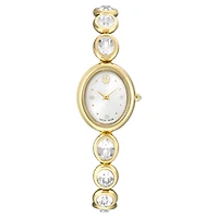Imber oval watch, Swiss Made, Metal bracelet, Gold tone, Gold-tone finish