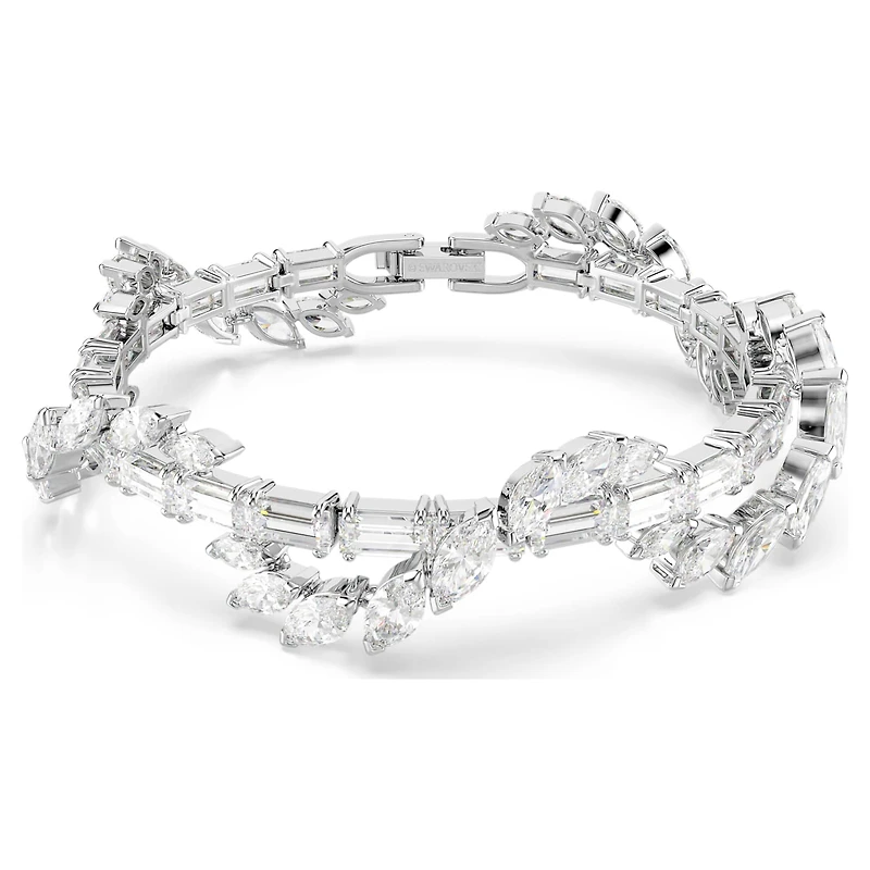 Mesmera bracelet, Mixed cuts, White, Rhodium plated