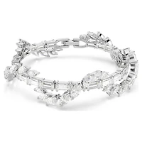 Mesmera bracelet, Mixed cuts, White, Rhodium plated