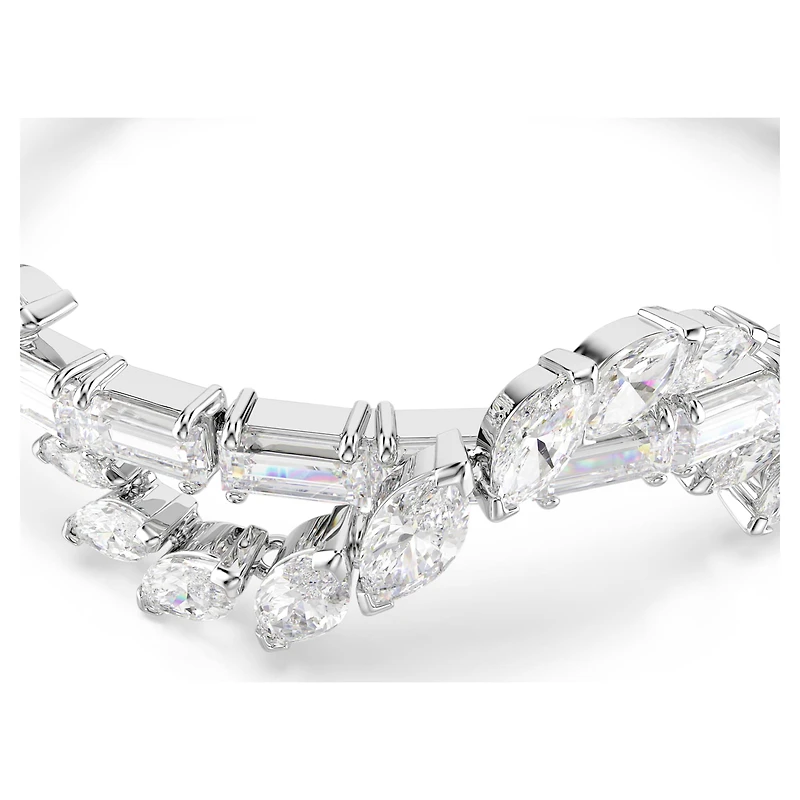 Mesmera bracelet, Mixed cuts, White, Rhodium plated