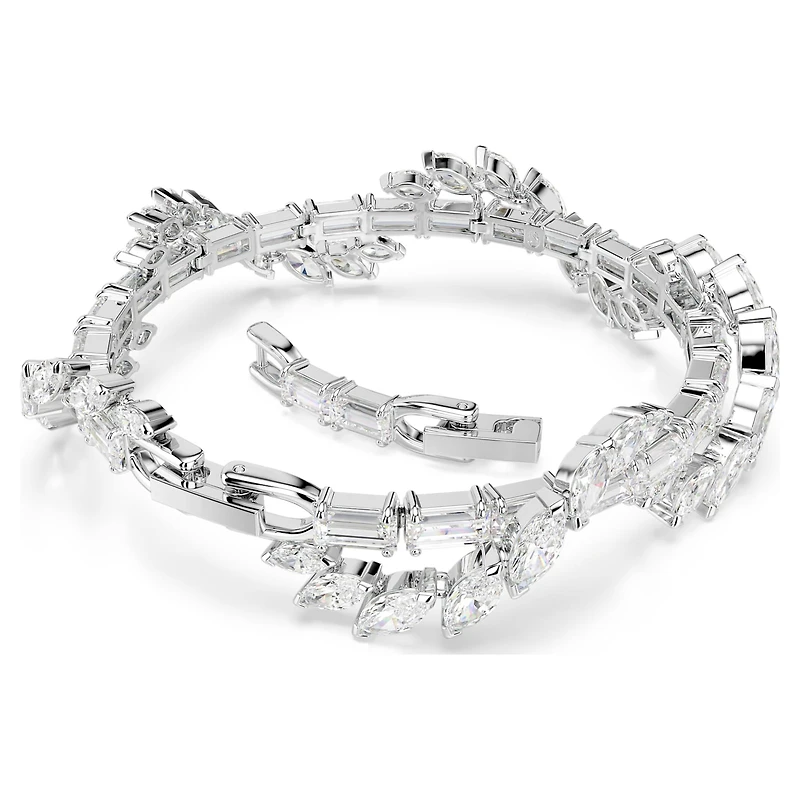 Mesmera bracelet, Mixed cuts, White, Rhodium plated