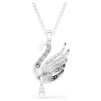 Vienna pendant and brooch, Mixed cuts, Swan, White, Rhodium plated