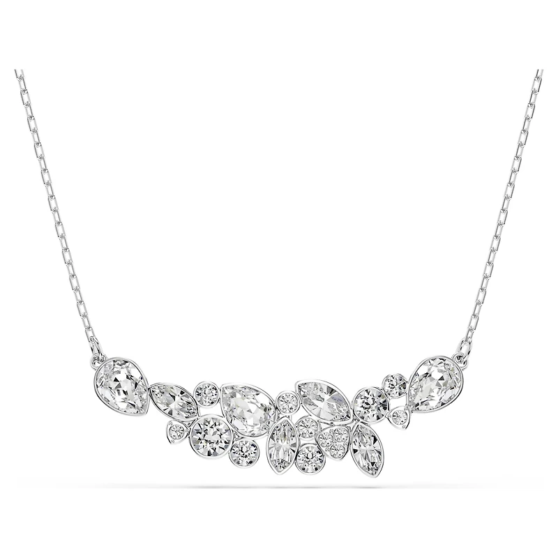 Diapason necklace, Mixed cuts, White, Rhodium plated