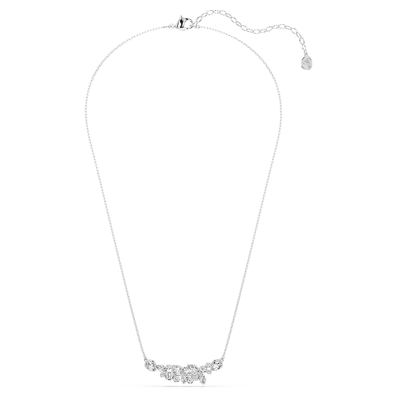 Diapason necklace, Mixed cuts, White, Rhodium plated