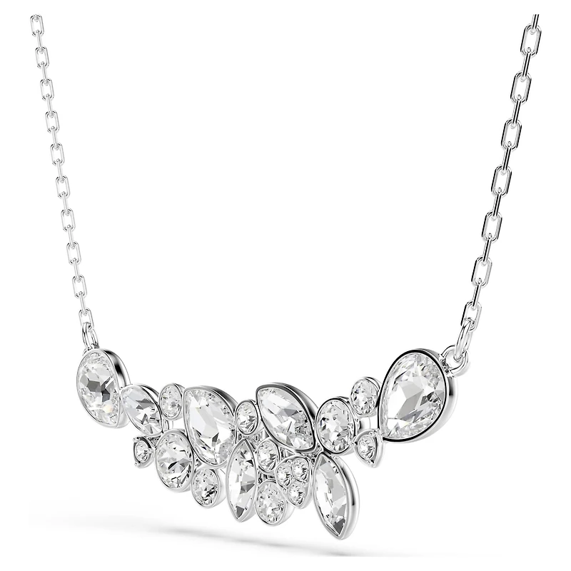 Diapason necklace, Mixed cuts, White, Rhodium plated