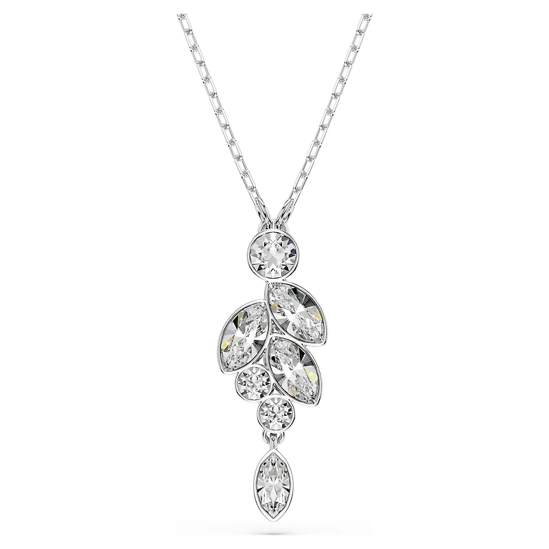 Diapason pendant, Mixed cuts, White, Rhodium plated