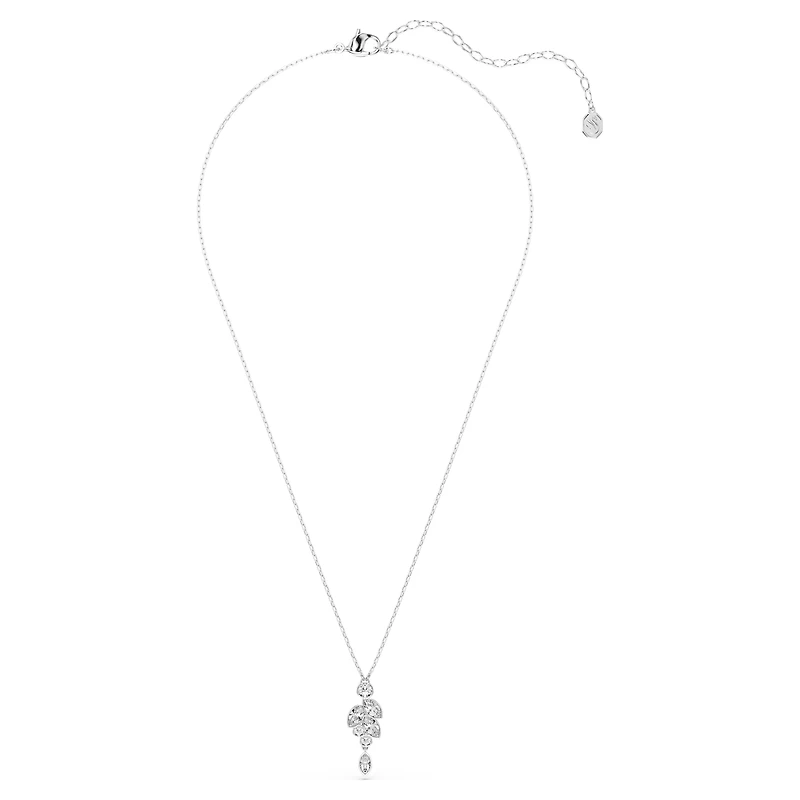 Diapason pendant, Mixed cuts, White, Rhodium plated