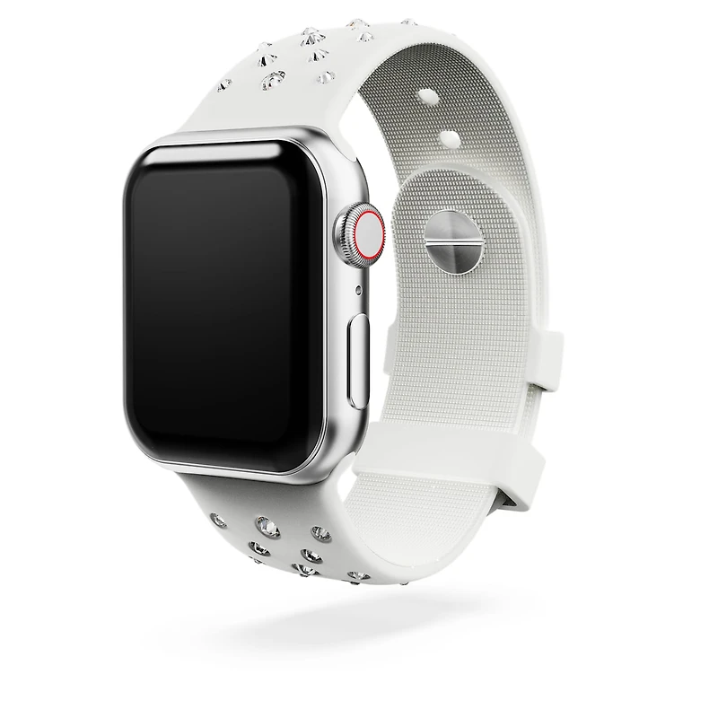 Watch strap, Silicone with stitching, Gray, Stainless steel