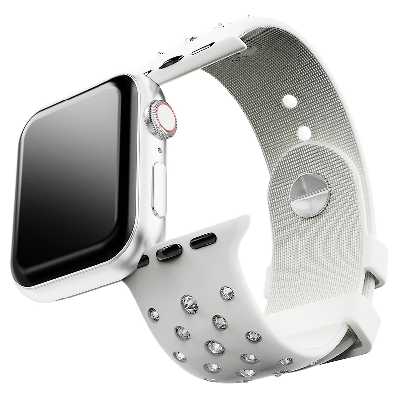 Watch strap, Silicone with stitching, Gray, Stainless steel