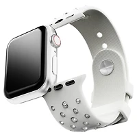 Watch strap, Silicone with stitching, Gray, Stainless steel