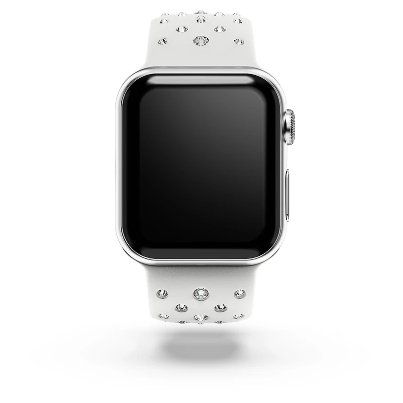 Watch strap, Silicone with stitching, Gray, Stainless steel