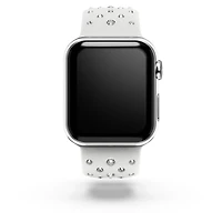 Watch strap, Silicone with stitching, Gray, Stainless steel