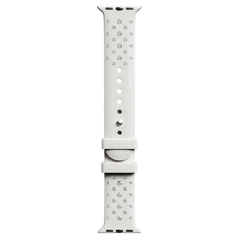 Watch strap, Silicone with stitching, Gray, Stainless steel