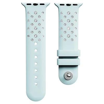 Watch strap, Silicone with stitching, Blue, Stainless steel