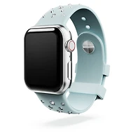 Watch strap, Silicone with stitching, Blue, Stainless steel