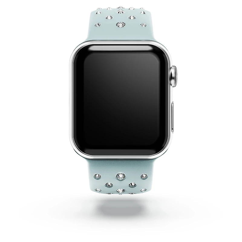 Watch strap, Silicone with stitching, Blue, Stainless steel