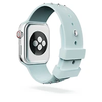 Watch strap, Silicone with stitching, Blue, Stainless steel