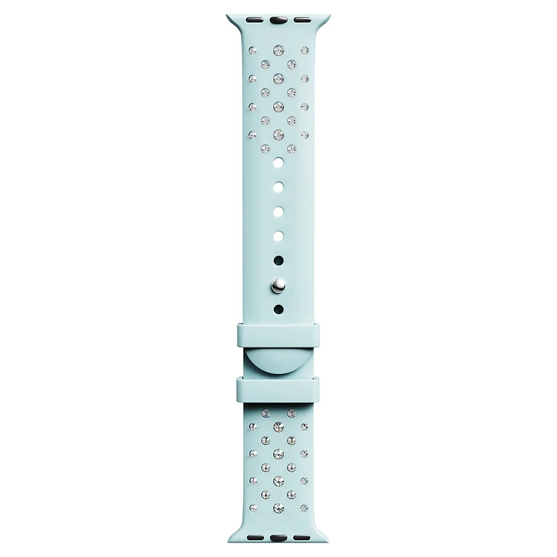 Watch strap, Silicone with stitching, Blue, Stainless steel