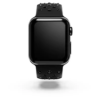 Watch strap, Silicone with stitching, Black, Stainless steel