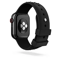 Watch strap, Silicone with stitching, Black, Stainless steel