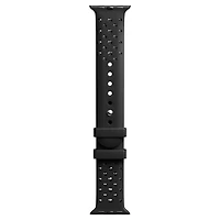 Watch strap, Silicone with stitching, Black, Stainless steel