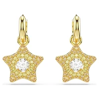 Sublima drop earrings, Round cut, Star, Multicoloured, 18K gold finish