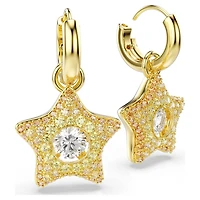 Sublima drop earrings, Round cut, Star, Multicoloured, 18K gold finish