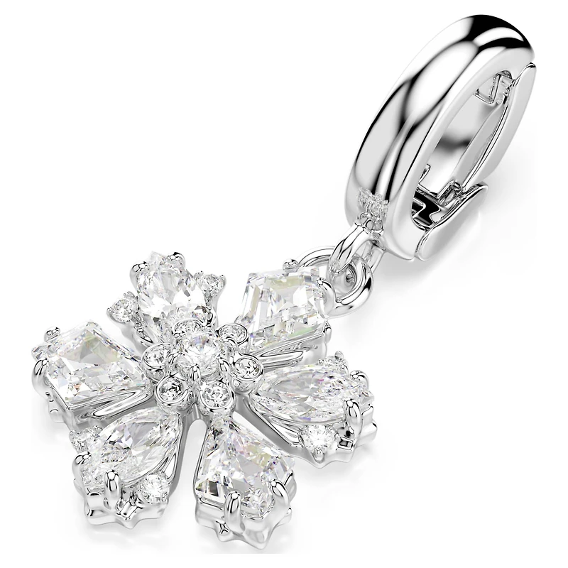 Idyllia charm, Mixed cuts, Snowflake, White, Rhodium plated