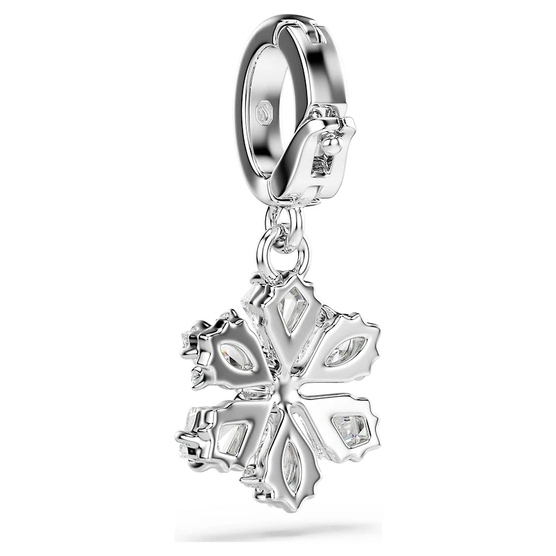 Idyllia charm, Mixed cuts, Snowflake, White, Rhodium plated