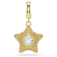 Sublima charm, Round cut, Star, Yellow, 18K gold finish