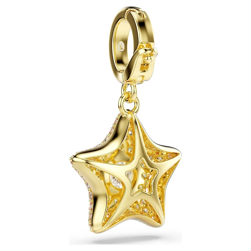 Sublima charm, Round cut, Star, Yellow, 18K gold finish