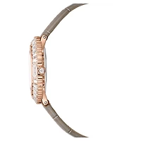 Matrix octagon watch, Leather strap, Beige, Rose gold-tone finish