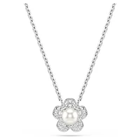Ariana Grande x Swarovski pendant, Crystal pearl, Round cut, Flower, White, Rhodium plated by SWAROVSKI