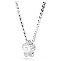 Ariana Grande x Swarovski pendant, Crystal pearl, Round cut, Flower, White, Rhodium plated by SWAROVSKI