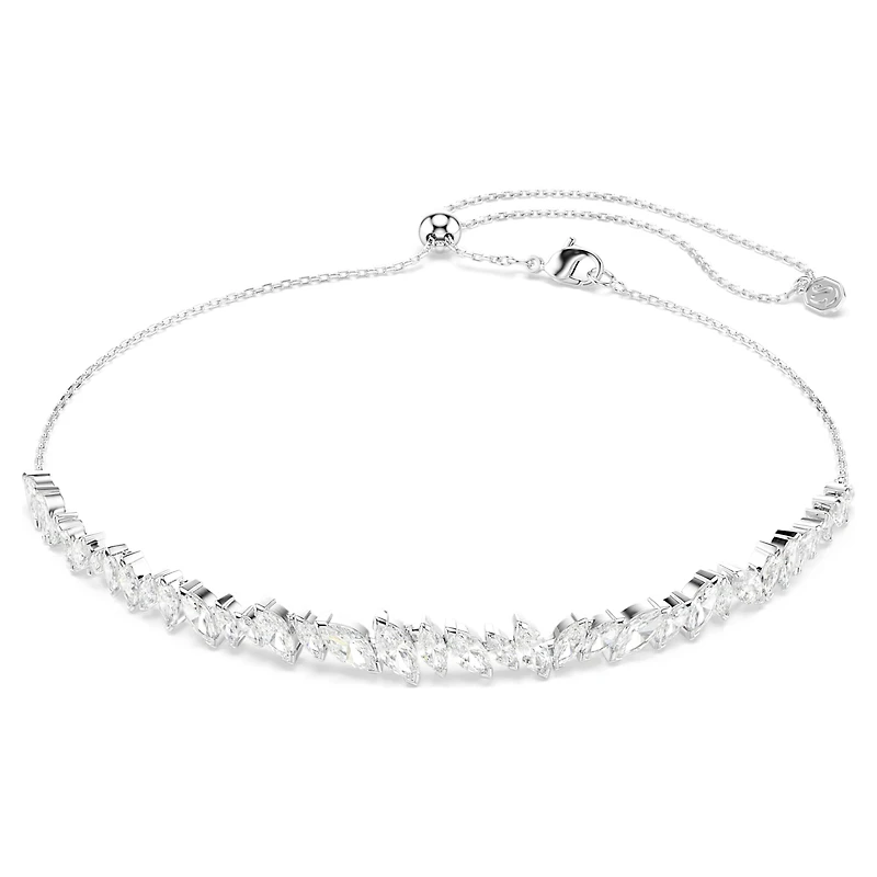 Mesmera choker, Marquise cut, White, Rhodium plated