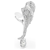 Vienna clip earrings, Mixed cuts, Swan, White, Rhodium plated