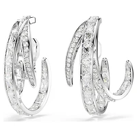 Vienna clip earrings, Mixed cuts, White, Rhodium plated