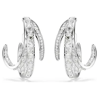 Vienna clip earrings, Mixed cuts, White, Rhodium plated