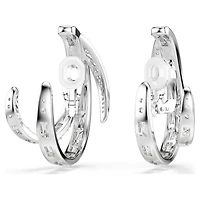 Vienna clip earrings, Mixed cuts, White, Rhodium plated