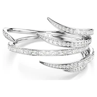 Vienna bangle, Mixed cuts, White, Rhodium plated