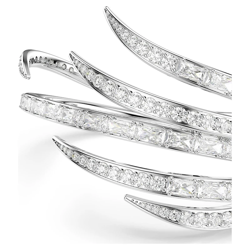 Vienna bangle, Mixed cuts, White, Rhodium plated