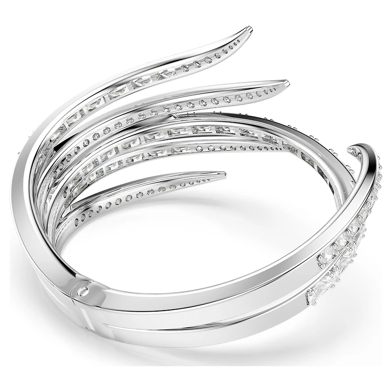 Vienna bangle, Mixed cuts, White, Rhodium plated