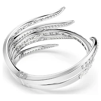 Vienna bangle, Mixed cuts, White, Rhodium plated