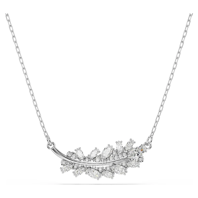 Vienna pendant, Mixed cuts, Feather, White, Rhodium plated