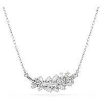 Vienna pendant, Mixed cuts, Feather, White, Rhodium plated