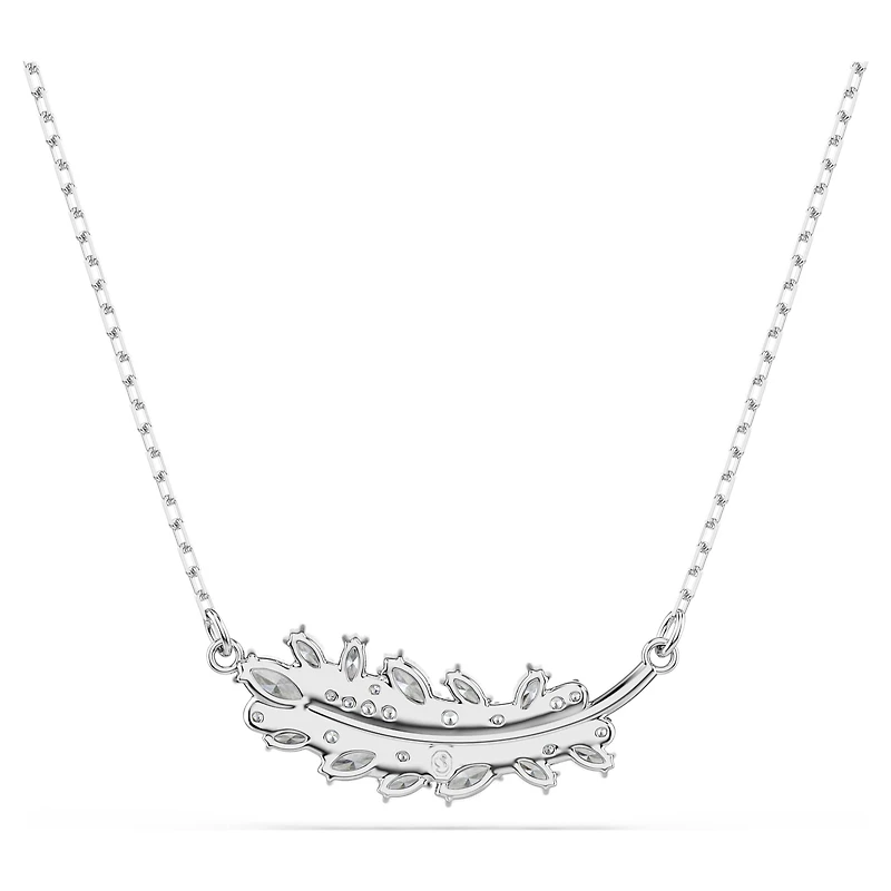 Vienna pendant, Mixed cuts, Feather, White, Rhodium plated