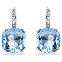Millenia drop earrings, Cushion cut, Blue, Rhodium plated